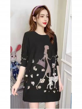 Dalmatian Printed Jersey Knit Fashion Top 